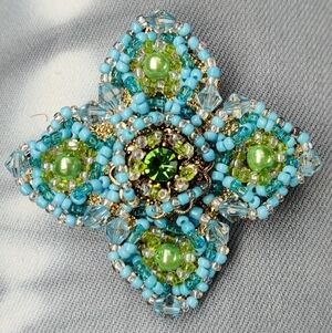 Vintage Maltese Cross Embellished w/ Glass Beads